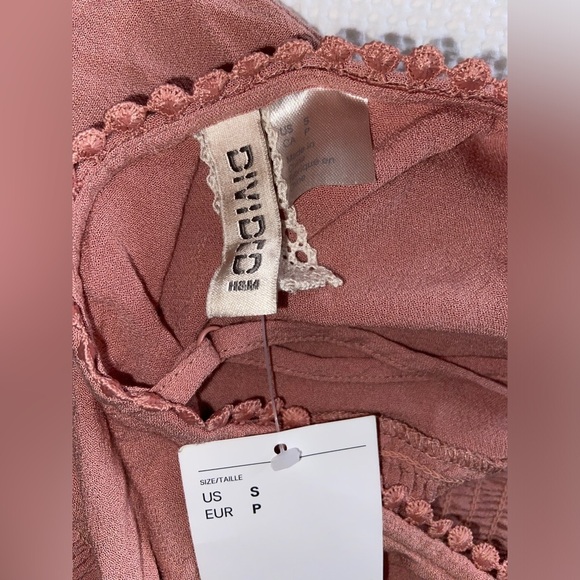 Women’s H&M dusty‎ rose sleeveless smock-detail romper size small NWT - Picture 9 of 14